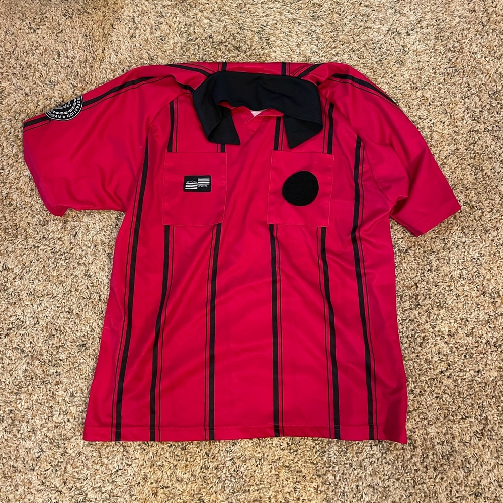 Red soccer referee shirt